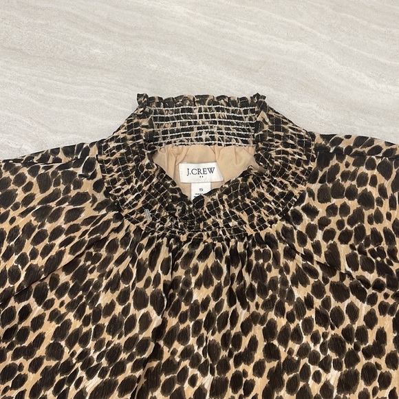 NEW J. Crew Leopard Ruffle Mock Neck Blouse Top Shirt Small - Picture 3 of 4
